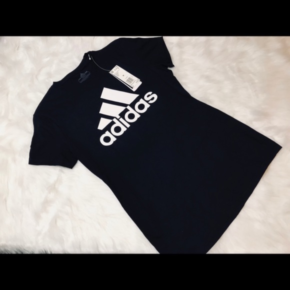 Adidas women's Black & White Logo Tee bu4768 b3 - Picture 2 of 2